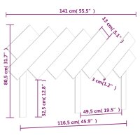 vidaXL Bett-Kopfteil 141x3x80,5 cm Massivholz Kiefer