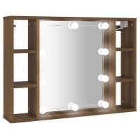 vidaXL Spiegelschrank mit LED Braun Eiche-Optik 76x15x55 cm