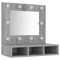 vidaXL Spiegelschrank mit LED Grau Sonoma 60x31,5x62 cm