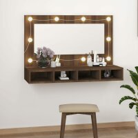 vidaXL Spiegelschrank mit LED Braun Eiche-Optik...