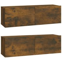 vidaXL TV-Wandschr&auml;nke 2 Stk. R&auml;uchereiche 100x30x30 cm Holzwerkstoff