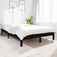 vidaXL Massivholzbett Schwarz 135x190 cm Kiefer 4FT6 Double