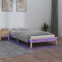 vidaXL Massivholzbett mit LEDs 90x200 cm