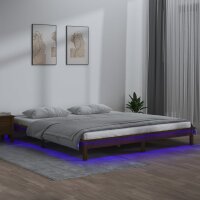 vidaXL Massivholzbett mit LED-Beleuchtung Honigbraun 120x200 cm