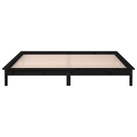 vidaXL Massivholzbett mit LEDs Schwarz 150x200 cm 5FT King Size