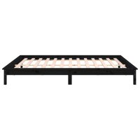 vidaXL Massivholzbett mit LEDs Schwarz 150x200 cm 5FT King Size