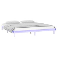 vidaXL Massivholzbett mit LEDs Wei&szlig; 180x200 cm 6FT Super King