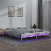 vidaXL Massivholzbett mit LED-Beleuchtung 120x190 cm 4FT Small Double