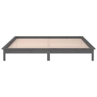 vidaXL Massivholzbett mit LED-Beleuchtung Grau 120x190 cm 4FT