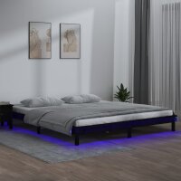 vidaXL Massivholzbett mit LED-Beleuchtung Schwarz 120x190 cm 4FT