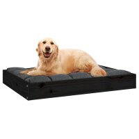 vidaXL Hundebett Schwarz 71,5x54x9 cm Massivholz Kiefer