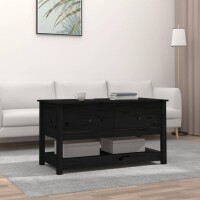 vidaXL Couchtisch Schwarz 102x49x55 cm Massivholz Kiefer