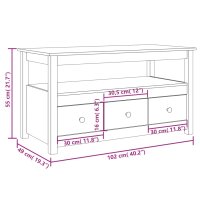 vidaXL Couchtisch 102x49x55 cm Massivholz Kiefer