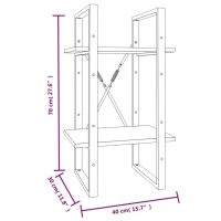 vidaXL Bücherregal 2 Fächer Braun Eiche-Optik 40x30x70cm Holzwerkstoff