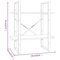 vidaXL B&uuml;cherregal 2 F&auml;cher Braun Eiche-Optik 60x30x70cm Holzwerkstoff