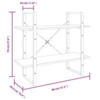 vidaXL Bücherregal 2 Fächer Grau Sonoma 80x30x70 cm Holzwerkstoff