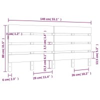 vidaXL Kopfteil Wei&szlig; 140x3x80 cm Massivholz Kiefer