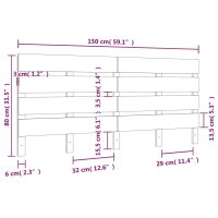 vidaXL Kopfteil Wei&szlig; 150x3x80cm Massivholz Kiefer