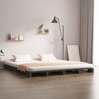 vidaXL Palettenbett Grau 140x190 cm Massivholz Kiefer