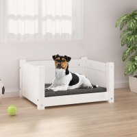 vidaXL Hundebett Wei&szlig; 55,5x45,5x28 cm Massivholz Kiefer