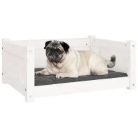 vidaXL Hundebett Wei&szlig; 65,5x50,5x28 cm Massivholz Kiefer