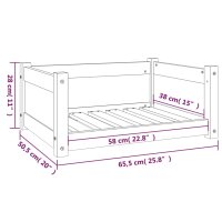 vidaXL Hundebett Wei&szlig; 65,5x50,5x28 cm Massivholz Kiefer