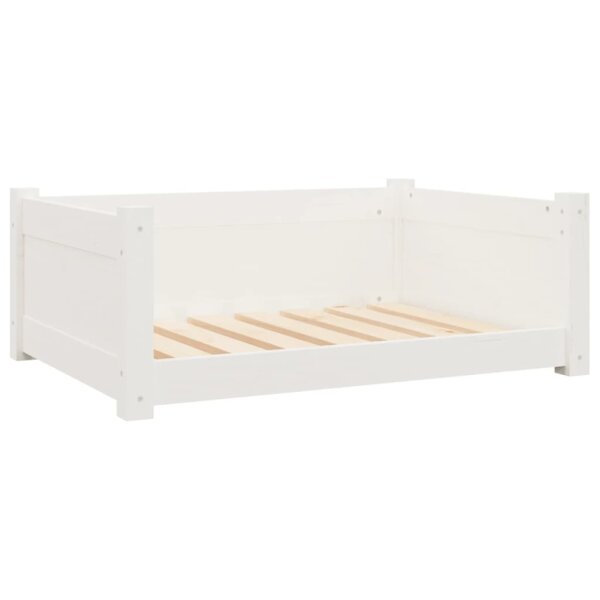 vidaXL Hundebett Weiß 75,5x55,5x28 cm Massivholz Kiefer