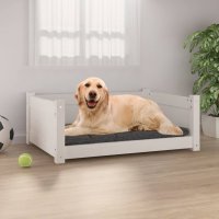 vidaXL Hundebett Weiß 75,5x55,5x28 cm Massivholz...