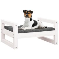 vidaXL Hundebett Wei&szlig; 55,5x45,5x28 cm Massivholz Kiefer