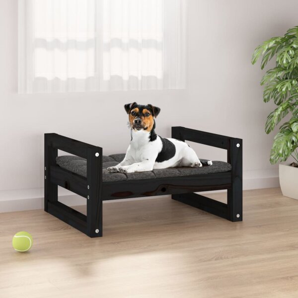 vidaXL Hundebett Schwarz 55,5x45,5x28 cm Massivholz Kiefer