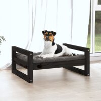 vidaXL Hundebett Schwarz 55,5x45,5x28 cm Massivholz Kiefer