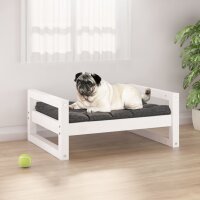 vidaXL Hundebett Wei&szlig; 65,5x50,5x28 cm Massivholz Kiefer