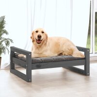 vidaXL Hundebett Grau 75,5x55,5x28 cm Massivholz Kiefer