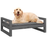 vidaXL Hundebett Grau 75,5x55,5x28 cm Massivholz Kiefer