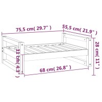 vidaXL Hundebett Grau 75,5x55,5x28 cm Massivholz Kiefer