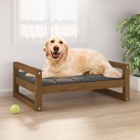 vidaXL Hundebett Honigbraun 75,5x55,5x28 cm Massivholz...