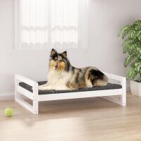 vidaXL Hundebett Wei&szlig; 95,5x65,5x28 cm Massivholz Kiefer