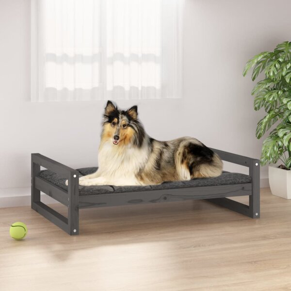 vidaXL Hundebett Grau 95,5x65,5x28 cm Massivholz Kiefer