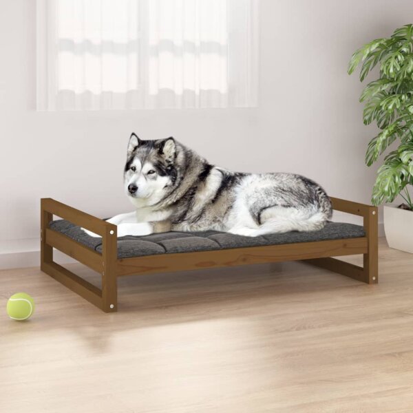 vidaXL Hundebett Honigbraun 105,5x75,5x28 cm Massivholz Kiefer