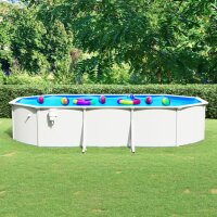 vidaXL Pool mit Stahlwand Oval 610x360x120 cm Weiß