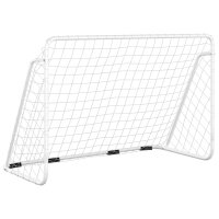 vidaXL Fu&szlig;balltor mit Netz Wei&szlig; 180x90x120 cm Stahl