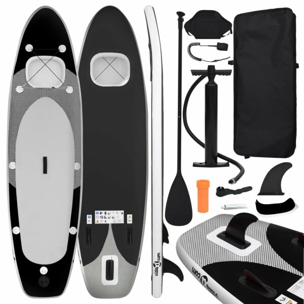 vidaXL SUP-Board-Set Aufblasbar Schwarz 300x76x10 cm