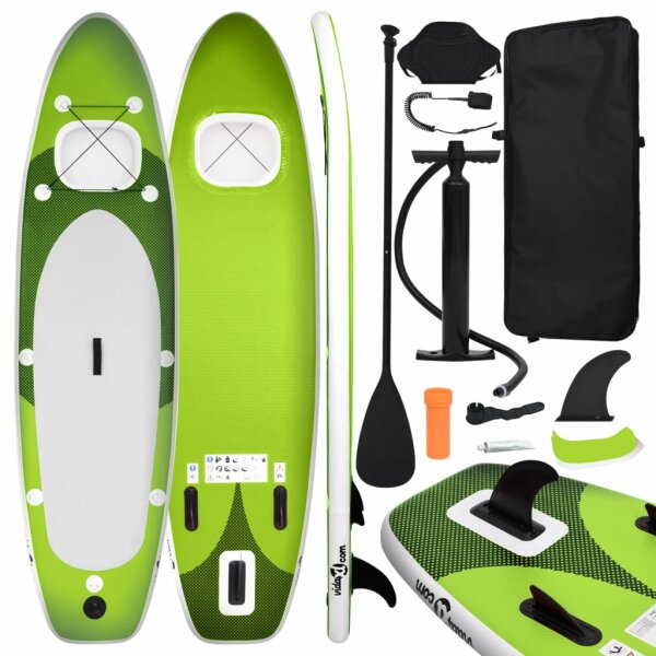 vidaXL SUP-Board-Set Aufblasbar Gr&uuml;n 330x76x10 cm