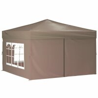 vidaXL Partyzelt Faltbar mit Seitenwänden Taupe 3x3 m