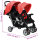 vidaXL Tandem-Kinderwagen Stahl Rot und Schwarz