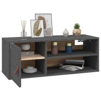 vidaXL Wandschränke 2 Stk. Grau 80x30x30 cm Massivholz Kiefer