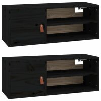 vidaXL Wandschränke 2 Stk. Schwarz 80x30x30 cm...