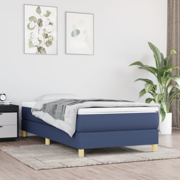 vidaXL Boxspringbett Blau 100x200 cm Stoff