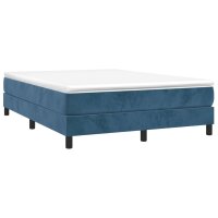 WOWONA Boxspringbett Dunkelblau 140x190 cm Samt