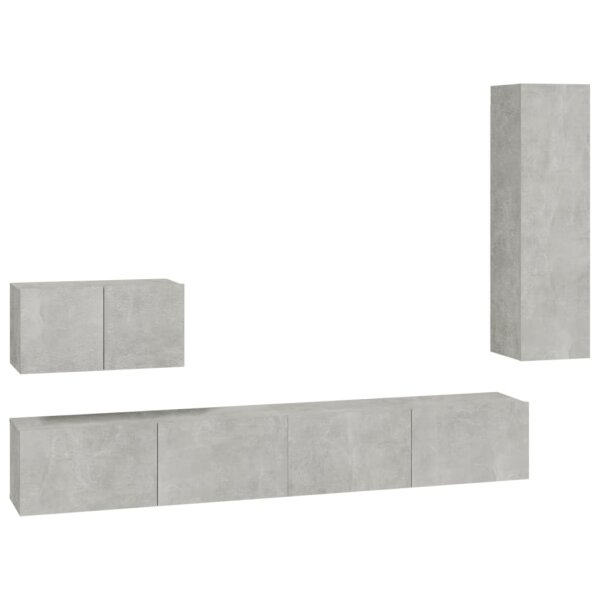 vidaXL 4-tlg. TV-Schrank-Set Betongrau Holzwerkstoff